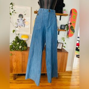 Zara Wide Leg Denim Jeans – Size M – Button Detail – Like New